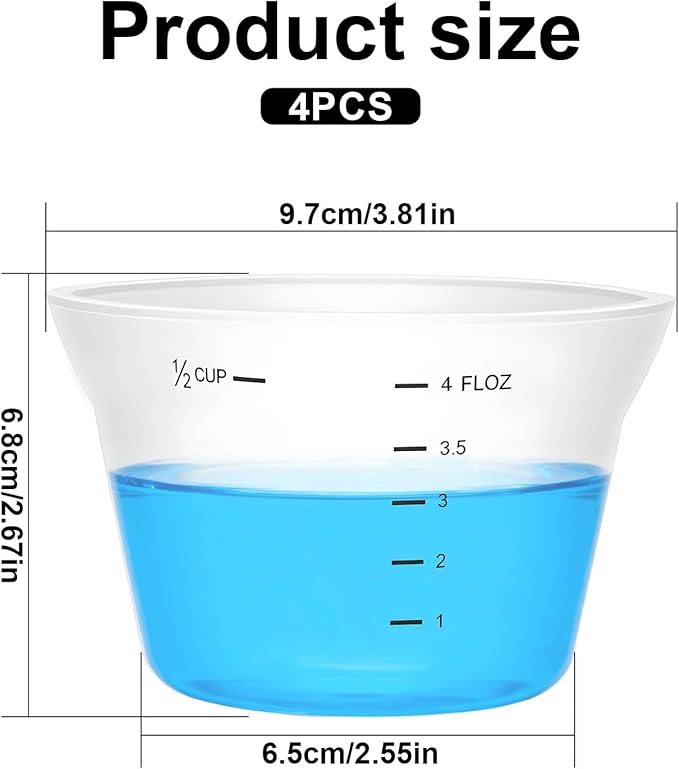 4 Pcs Silicone Laundry Measuring Cup 125ml Reusable Liquid Measuring Cup Laundry Detergent Dispenser Cups with Scale, Washable No Leak for Home Hotel