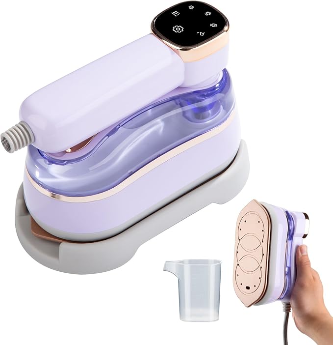 2 In 1 Portable Ironing Machine, Handheld Clothing Steam Iron, 180°Rotation, LED Display Ironing Mode, 1200W +15 Seconds Fast Heating, 7-Hole Pressurized Steam, 4-Speed Ironing (Violet)