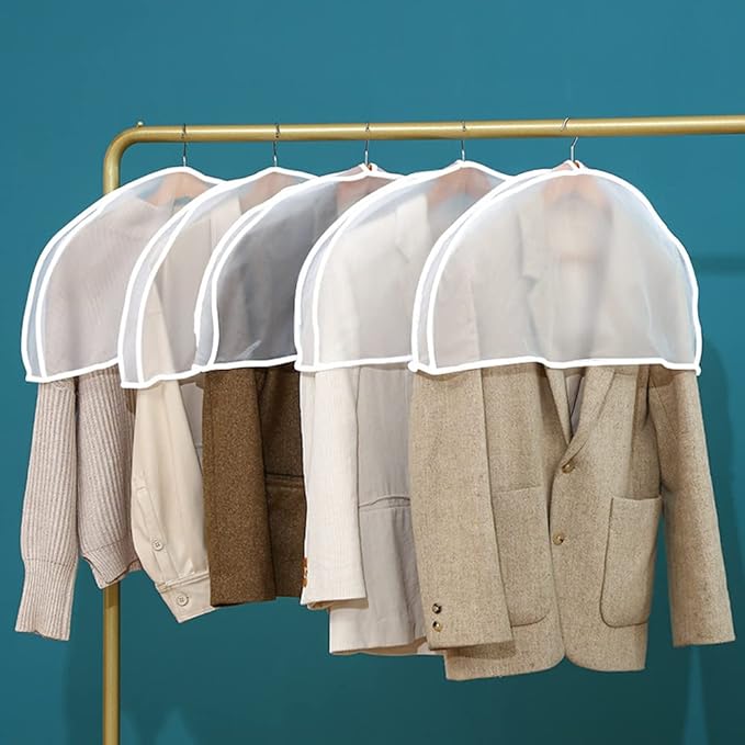 10Pack Shoulder Covers Clothing dust Cover Hanger Covers for Clothes Plastic Garment Bags for Closet Storage Suit, Coats, Jackets, Dress Closet Storage