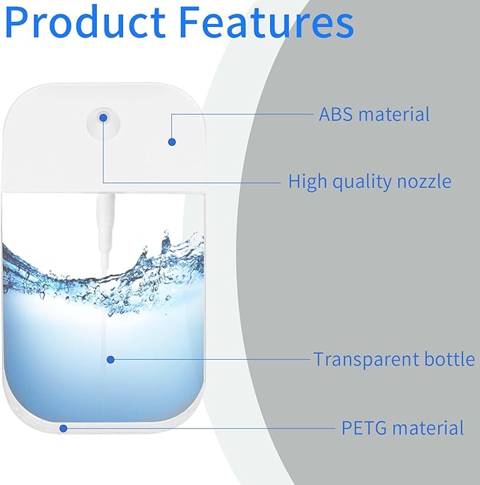 5 PCS Clear Spray Bottles, Portable Card Spray Bottles, 50 ML Refillable Plastic Perfume Atomizer Vials, Suitable Perfume, moisturizing water, hand sanitizer