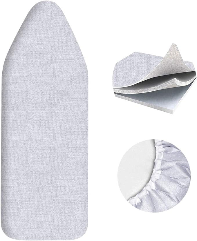 SheeChung Ironing Board Cover and Pad for Extra Wide 18"x49" Ironing Boards,Premium Heavy Duty 4-Layer Silicone Coated Cover with 2mm Foam and 4mm Felt,Resists Scorching and Staining (49”x18”,Size C)