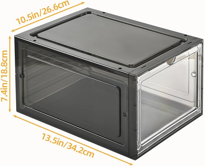 Hat Organizer Box,Stackable Clear Baseball Caps Holder Box Containers with Magnetic Door for Hats Snapback Cap Storage,Clear Hat Storage with Magnetic Door, Holds 60 Hats(black clear, 6 pack)