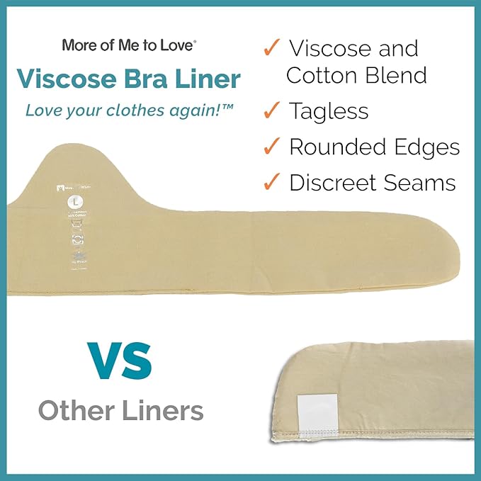 Super Soft, Sweat Wick Bra Liner, 70% Viscose & 30% Cotton, No Tags, No Seams, Size: XL