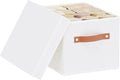 Foldable Storage Bin, 10.2×7.8×6.7 Inch Storage Box with Lid, Closet Organizer for Organizing with Handles, White, 1-Pack