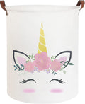 CLOCOR Pink Unicorn Laundry Basket,Kids Toy Storage Bin,Baby Girls Dirty Clothes Hamper,Nursery Hamper for Bedroom,Bathroom Decor,Gift Basket (Pink Unicorn)