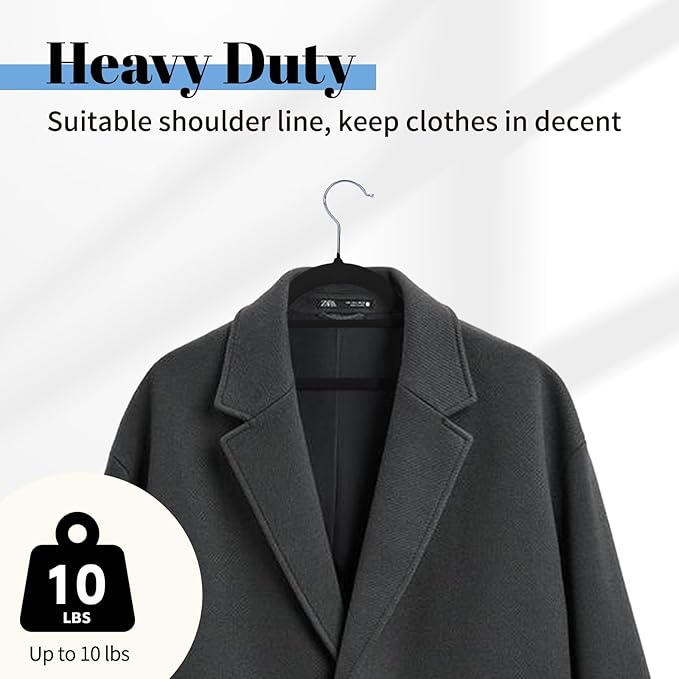 Smartor Black Velvet Hangers 60 Pack, Space Saving Clothes Hangers with Tie Bar, Non-Slip Felt Hanger with Shoulder Notches, Heavy Duty Suit Hanger for Coat, Shirt, Pants, Dress