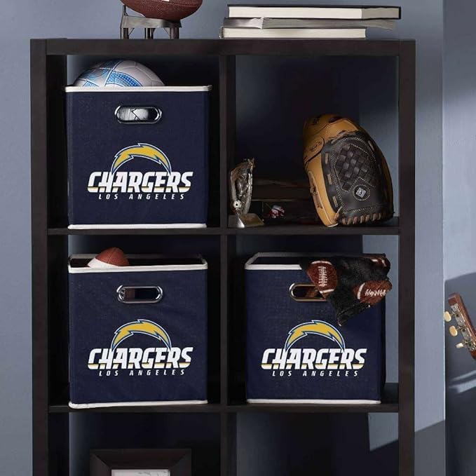 Franklin Sports NFL Storage Bins - Collapsible Cube Container + Basket - NFL Office, Bedroom + Living Room - 11"x11"
