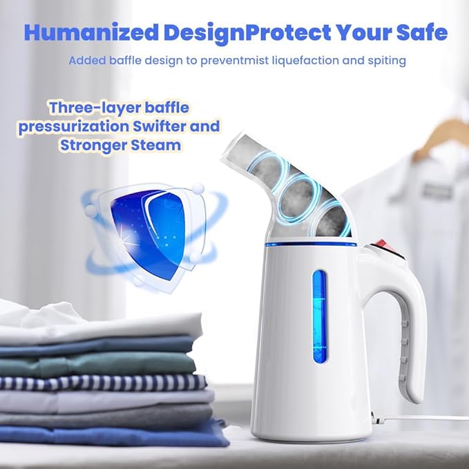 Steamer for Clothes 700W, Fast Heat-up in 40S, 120ML Water Tank, 25g/min Strong Penetrating Steam, Portable Clothes Steamer Iron for Travel and Home(GY169)