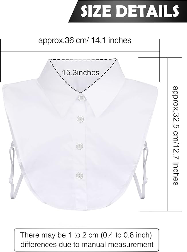 Syhood 4 Pcs Fake Collar Detachable False Dicky Collar Half Shirts Round for Women Outfits Halloween Costume Accessories