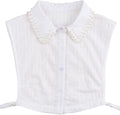 Handcrafted Faux Diamond and Pearl Fake Collar Shirts Versatile Dickey Collar Half Shirt Collar for Women