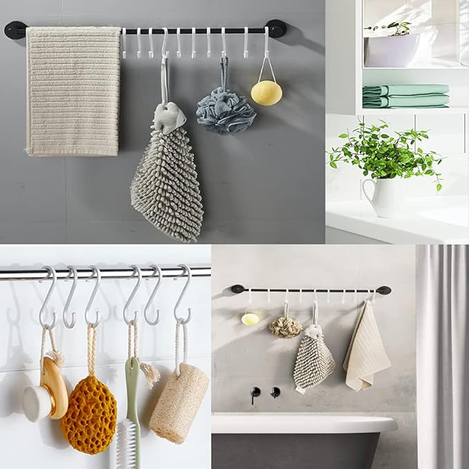 GAViA 10 Pack S Shaped Hooks - Heavy Duty S- Hooks Pan Pot Holder Rack Hanging for Kitchenware Pans, Pots, Cups, Utensils Clothes, Bags, Towels, Plants (White)