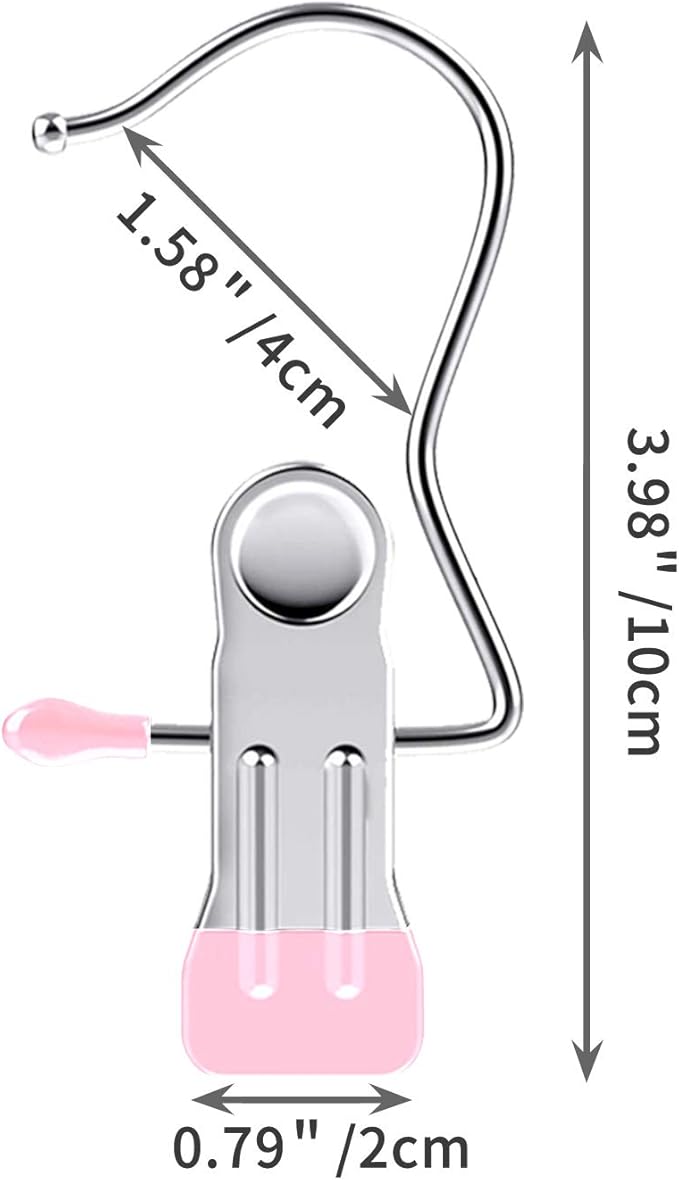 30 Pack Boot Hanger for Closet, Laundry Hooks with Clips, Boot Holder, Hanging Clips, Portable Multifunctional Hangers Single Clip Space Saving for Jeans, Hats, Tall Boots, Towels(Pink)