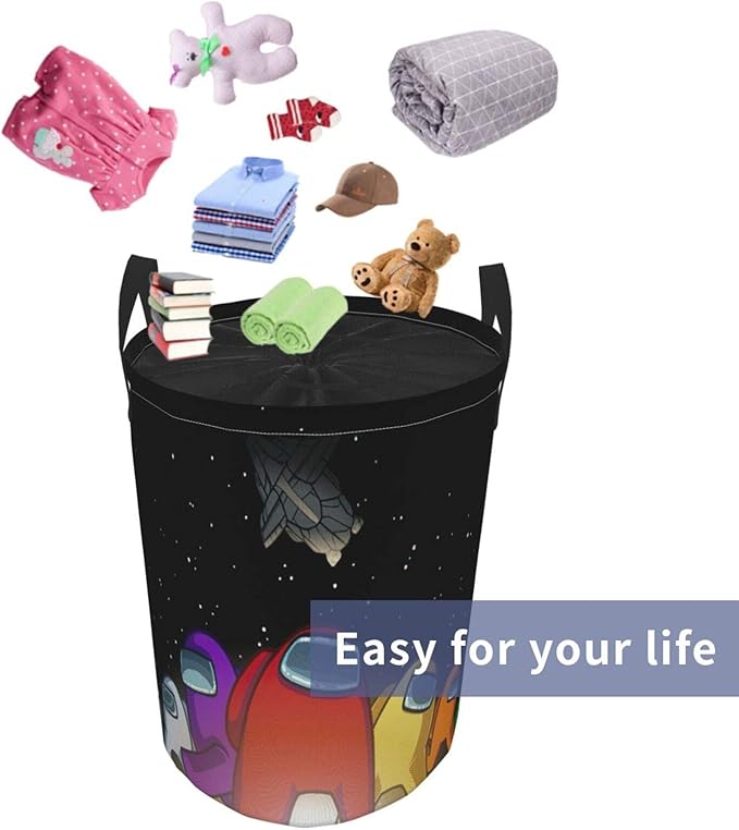 AKA personality Am-Ong U-S Laundry Basket, Laundry Hampers Lightweight Durable Drawstring Waterproof Round Storage Basket,Bathroom/Home Decor/Baby Hamper/Boxes/Baby Clothing