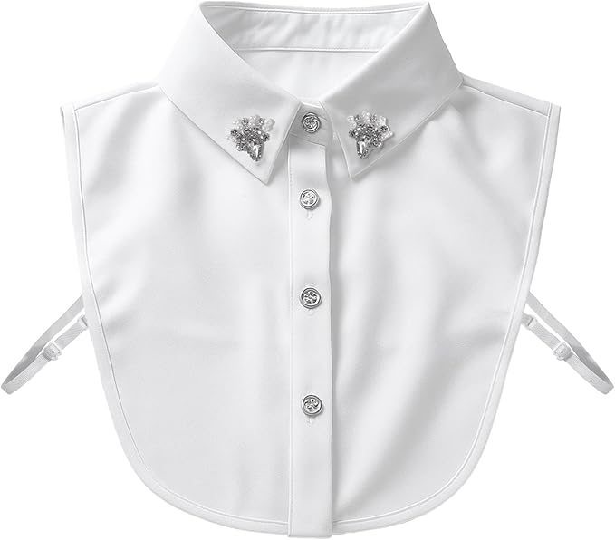 Handcrafted Faux Diamond and Pearl Fake Collar, Detachable Dickey Collars, Faux Collar Lapel, False Collars for Women Shirt