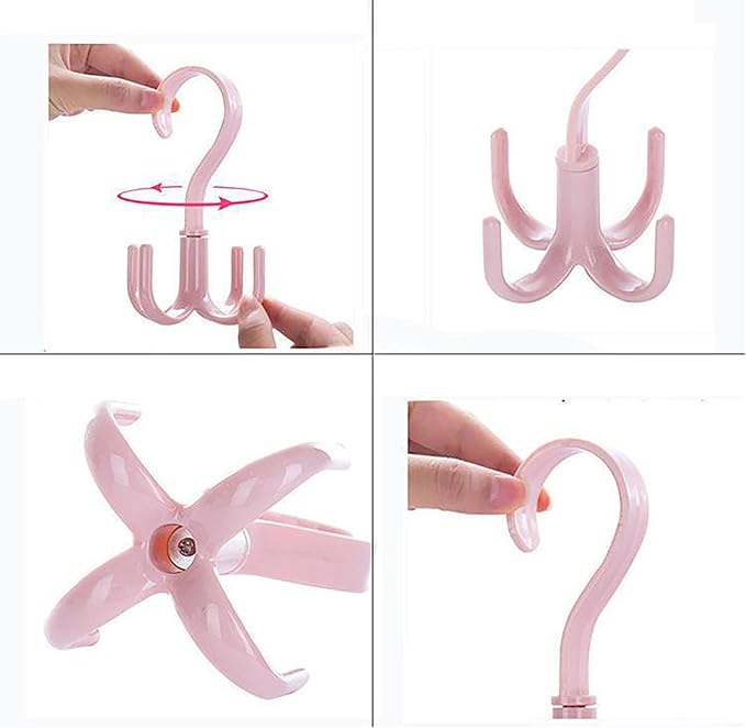 8 Pcs 4 Claws Closet Hangers, Clothes Hanger Connector Hooks 360 Degree Rotatable Thickened Strong Load Closet Hanger Hook for Clothes Hats Bags Random Color
