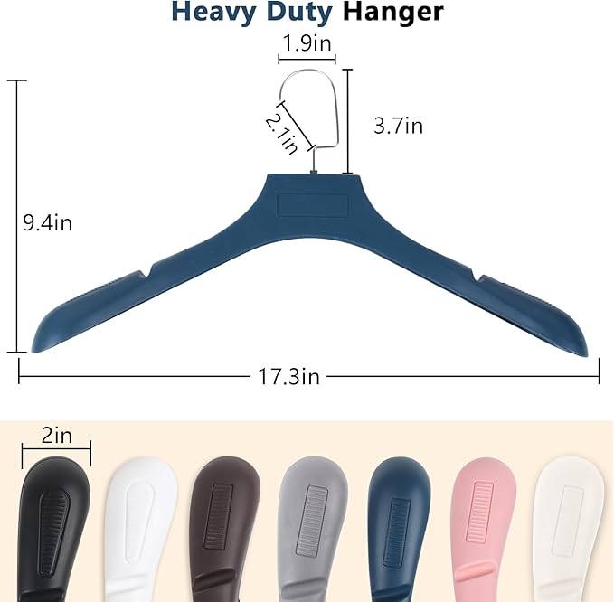 DEDU Suit Hangers for Men 20 Pack, Sweater Hangers No Shoulder Bump Non Slip Width 17.7", Plastic Clothes Hangers Blue with Metal Hook