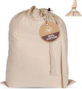 LFH Home Large Premium 1pack Cotton Canvas Laundry Bag with Drawstring and Handles Heavy Duty, Multi-Use, Washable for Home, Travel, College or Storage 18x26 -Natural