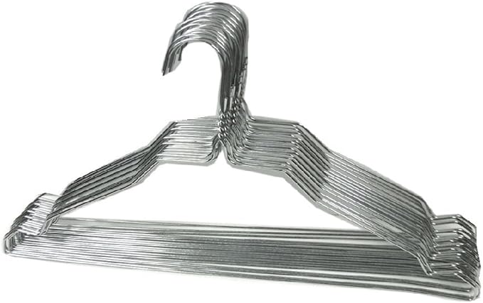 THE UM24 30 Pack 16 Inch Strong Steel Metal Wire Hangers Adult Clothes Hangers - 13 Gage Thickness Silver Color Galvanized Metal Wire Hanger