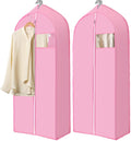 2 Pcs 10" Gusseted Garment Bags for Hanging Clothes Dress Bags for Gowns Long Closet Waterproof Garment Covers Wedding Dress Cover Traveling Clothes Protector(Pink,43 Inch)