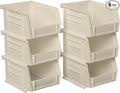 Akro-Mils 30210 AkroBins Plastic Storage Bins, Space-Saving Stackable Bins for Garage, Pantry, Craft Organization, 5" x 4" x 3", Stone, 6-Pack