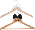 ABOOFAN Bride and Groom Hangers Set 2Pcs Wooden Wedding Dress Hanger with Bow Tie for Tuxedo Suit Bridal Party Shower Keepsake