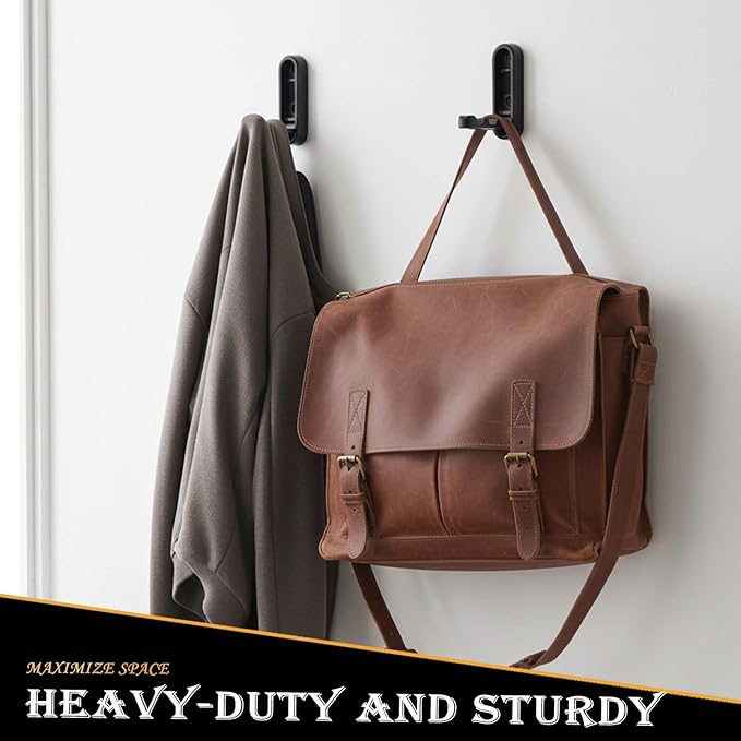 Heavy Duty Folding Wall Hooks 2 Pack, Black Foldable Coat Hooks for Bathroom, Closet, Entryway, Towel, Robe, Bag, Hat Hanging, Space Saving, Zinc Alloy, Easy Mount