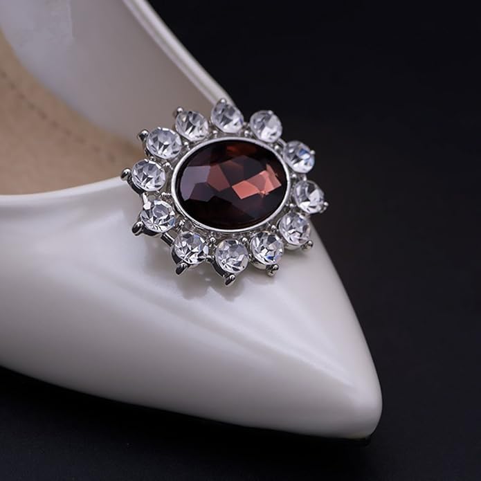 Ruihfas 2Pcs Sparkly Removable Oval Egg Shape Crystal Shoe Clips Accessories for Women Bride Wedding Prom Party Shoes Decoration