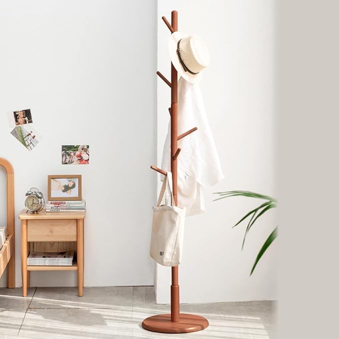 Solid Wood Coat Rack, Coat Tree is a versatile and stylish piece, 67.32" H Coat Hanger, Coat Rack Freestanding in Walnut Colour for Living Room, Entryway (Walnut)