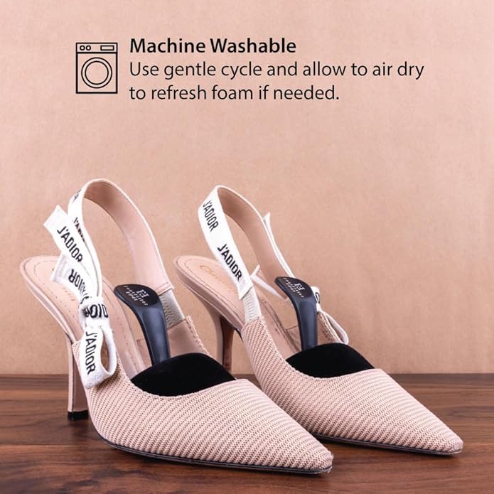 FootFitter Foam Shoe Trees with Handle for Women’s High Heels, Pointed Toe Travel Insert for Shoe Shape & Crease Protection