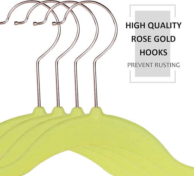 VECELO Premium Velvet Clothes Hangers Suit Heavy Duty (60 Pack)-Non Slip & Space-Saving with 8 Finger Clips & Tie Rack Excellent for Men and Women,Yellow
