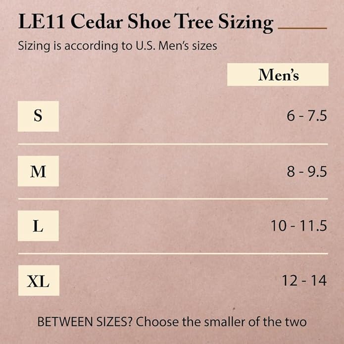FootFitter Men’s Cedar Shoe Trees, Full Block, Wide Heel, Aromatic Moisture‑Absorbing Shoe Shaper, Premium USA Cedar (LE11)