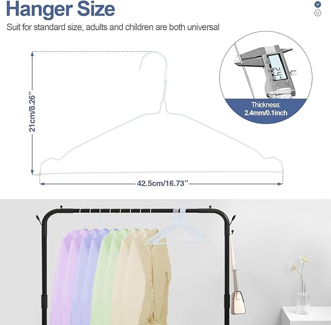 SPECILITE Wire Hangers 150 Pack, Metal Wire Clothes Hanger Bulk for Coats, Space Saving Metal Hangers 16.7 Inch Ultra Thin Non Slip with Groove, for Standard Size Suits, Shirts, Pants, Skirts-White