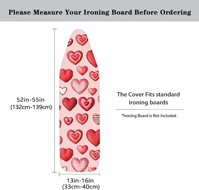 Love Ironing Board Cover 15″x54″ Valentines Day Ironing Pad Covers Padding with Elastic Edge Scorch Resistant Covers for Ironing Board for Women