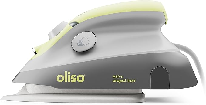 oliso M3Pro Project Steam Iron with Solemate – 1000W Ceramic Soleplate Iron and LED Light for Sewing, Quilting, Crafting, and Travel – Pistachio