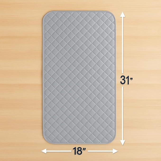 Magnetic Portable Ironing Mat 18" x 31" – Quilted Heat-Resistant Ironing Blanket for Washer or Dryer Tops – Foldable Tabletop Ironing Pad and Board Alternative