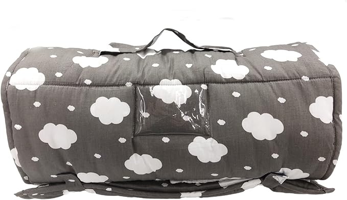 Toddler Nap Mat with Pillow and Minky Blanket,Soft Rolled Napping Mats for Boys and Girls,Lightweight Daycare,Preschool,Travel Toddler Sleeping Slumber Bags-50×20”(Cloud)
