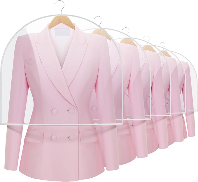 HANGERWORLD 20 Pack Shoulder Covers - 24" x 21.5" with Gusset - Large PEVA Plastic Garment Cover Dust Protector for Hanging Clothes Storage