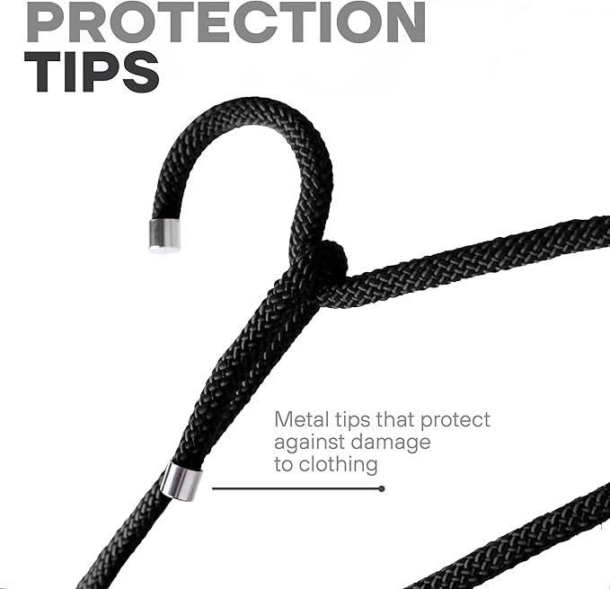 10 Pack Fabric Wrapped Premium Hotel Quality Ultra Strong Heavy Duty Metal Hangers for Any Type of Clothing, Black (Black)