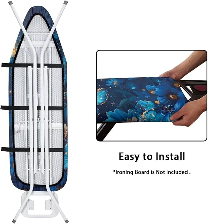 Blue Butterfly Ironing Board Cover, Resist Scorching and Staining, 15x54 Heavy Duty Iron Pad Covers Standard Boards with Elastic Edges