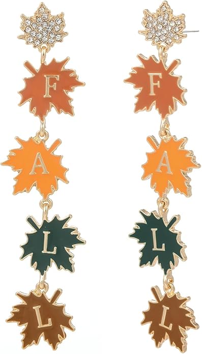 Madison Tyler Fall Earrings for Women | Cute Statement Autumn Earrings Dangling | Maple Leaf Scarecrow Shoes Shoes Rabbit Mushroom Earrings for Women
