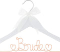 Ella Celebration Bride to Be Wedding Dress Hanger Wooden and Wire Hangers for Brides Gowns, Dresses (White with Rose Gold Wire)