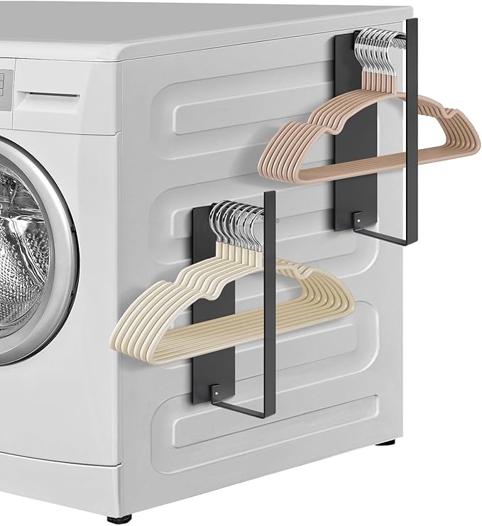 2Pack Strong Magnetic Hanger Organizer Stacker, Sunoyar Magnetic Hanger Holder for Dryer/Washing Machine, Easy Install Magnetic Hangers Storage Rack for Adult or Child Clothes Hangers Black