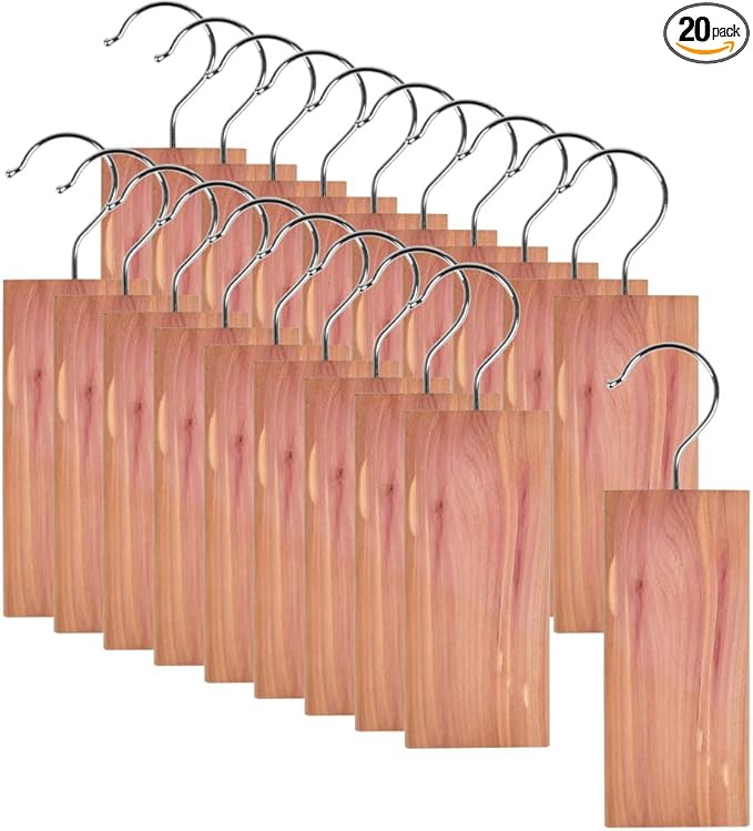 20 Pcs Cedar Blocks for Closet Storage, Aromatic Red Cedar Planks Chips for Closets and Drawers C edars Wood Hangers