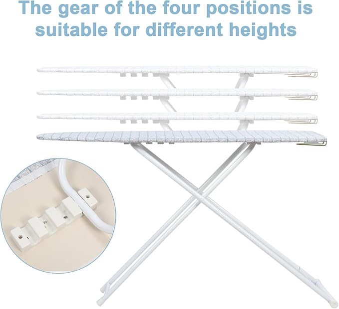 43" x 13" Ironing Board Height Adjustable Iron Board, Heavy Duty Ironing Board with Iron Rest & Heat Resistant Cover, Foldable Ironing Stand