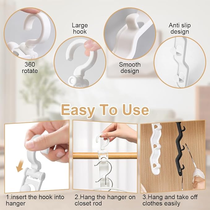 10 PCS Space Saving Hangers, Closet Organizers and Storage, College Dorm Room Essentials,Sturdy Closet Organizer Home Essentials Space Saving Hangers for Thick Clothe (White)