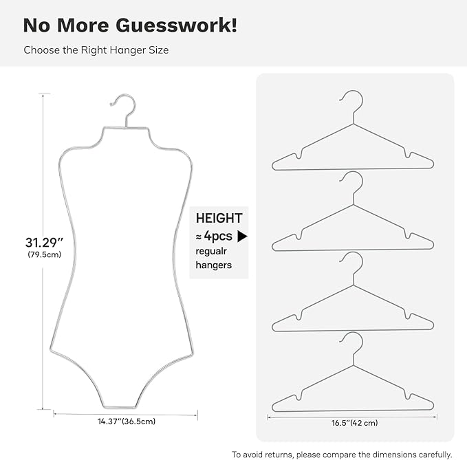 Body Shape Swimsuit Bikini Hanger Wire Display Hangers for Lingerie Bathing Suits Swimwear Clothes Coat (20, Silver)