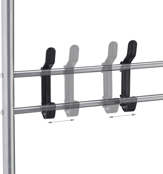 Relaxdays Coat Rack Shelves, 4 Pairs of Shoes, 4 Hooks, 1 Clothes Rail, for Hallway HWD: 173 x 60 x 31cm, Grey, 100% Steel