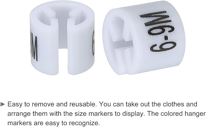 MECCANIXITY Clothes Hanger Marker (6-9M, White) Colored Hanger Sizer Garment Markers Tag, Pack of 150
