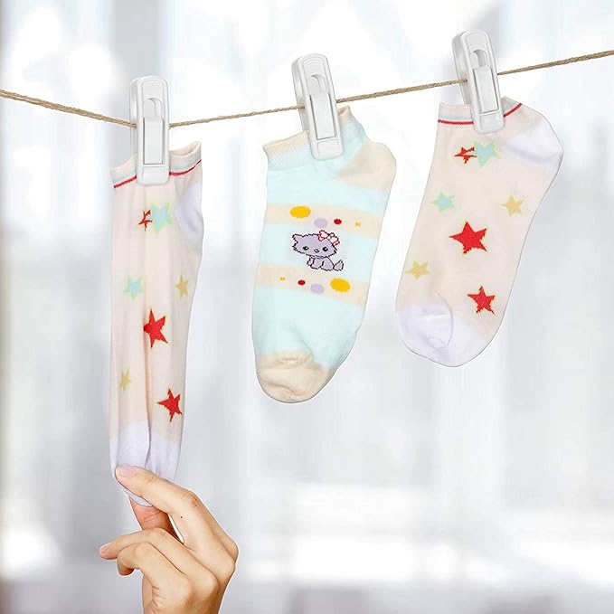 Tinfol White Hanger Clips 80pc, Multi-Purpose Finger Clip, Pant Skirt Clip, Strong Pinch Grip Clips for Slim-line Clothes Hangers