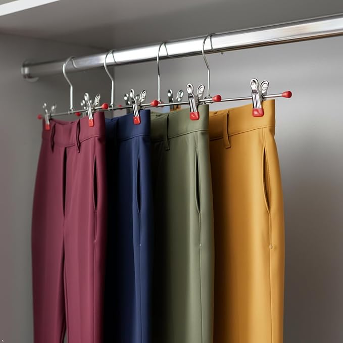 Mawa by Reston Lloyd Non Slip-Space Saving Clothing Hanger for Pant/Skirt with Two Non-Slip Clips, Style K/40D, 15.75", Set of 250, Red
